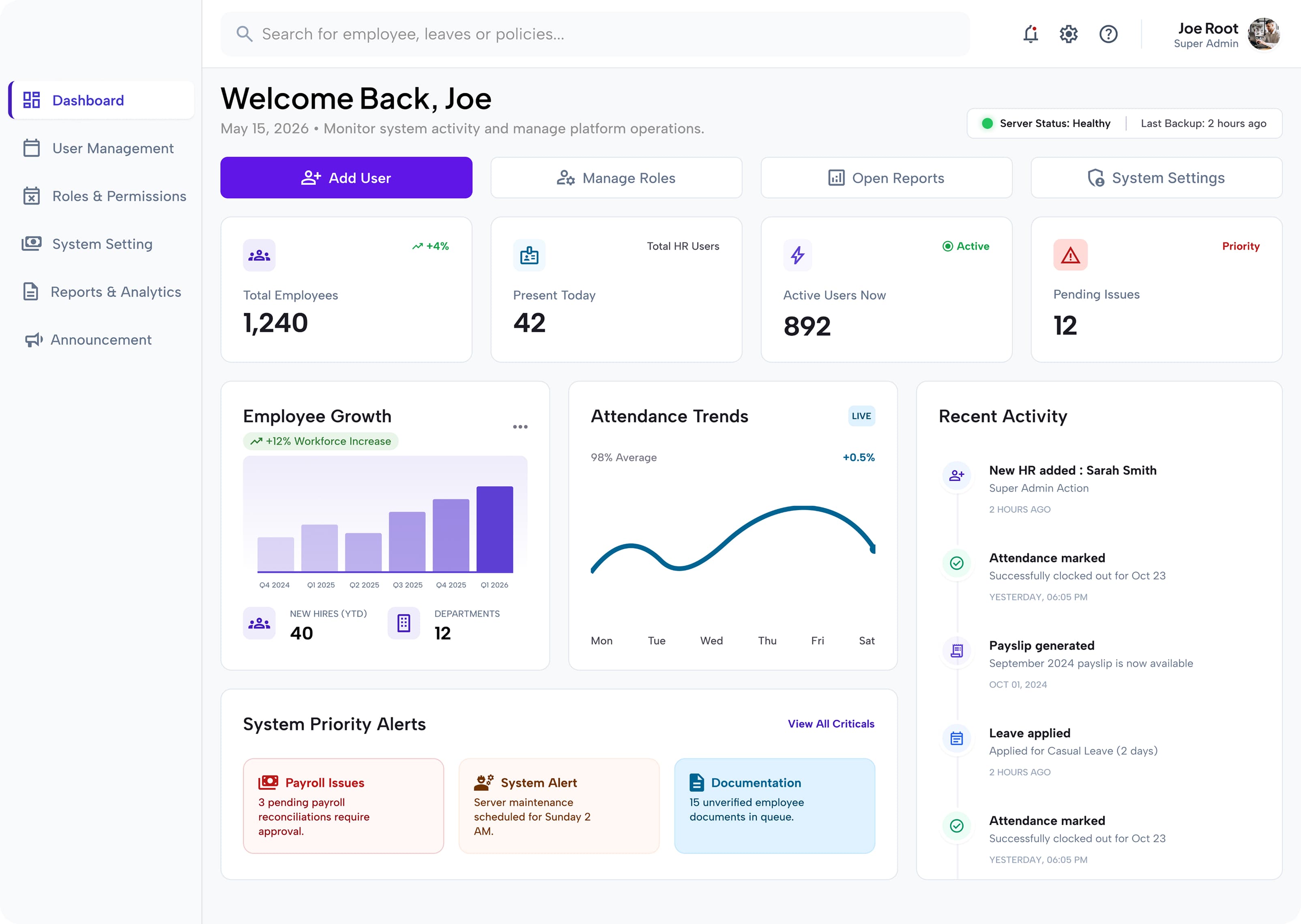 Super Admin preview